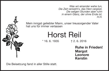Traueranzeige von Horst Reil von Neue Presse Coburg