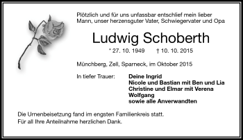 Traueranzeige von Ludwig Schoberth von Frankenpost
