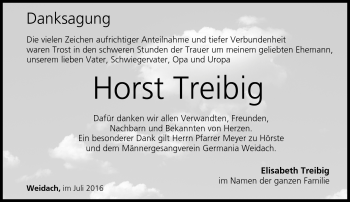 Traueranzeige von Horst Treibig von Neue Presse Coburg
