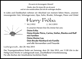 Traueranzeige von Harry Fröba von Neue Presse Coburg