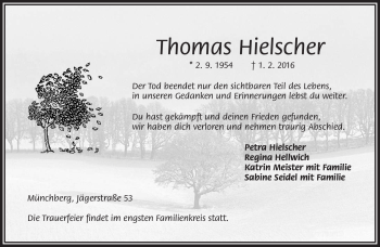 Traueranzeige von Thomas Hielscher von Frankenpost