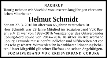 Traueranzeige von Helmut Schmidt von Neue Presse Coburg