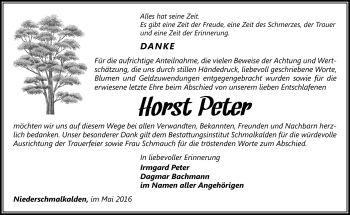 Traueranzeige von Horst Peter von Südthüringer Presse