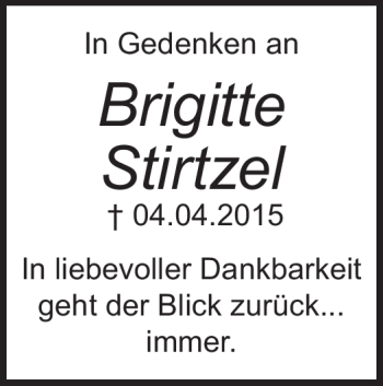 Traueranzeige von Brigitte Stirtzel von Neue Presse Coburg