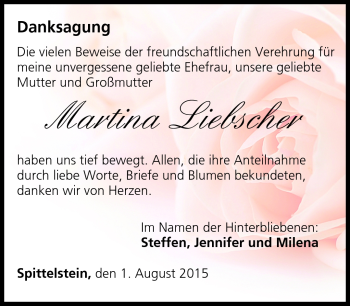 Traueranzeige von Martina Liebscher von Neue Presse Coburg