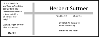 Traueranzeige von Herbert Suttner von Frankenpost