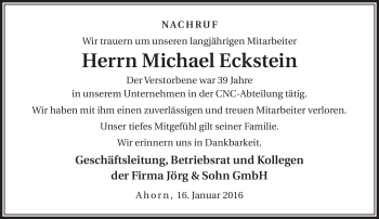 Traueranzeige von Michael Eckstein von Neue Presse Coburg