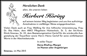 Traueranzeige von Herbert Höring von Südthüringer Presse