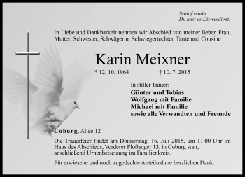 Traueranzeige von Karin Meixner von Neue Presse Coburg