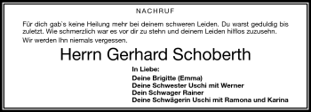 Traueranzeige von Gerhard Schobert von Frankenpost
