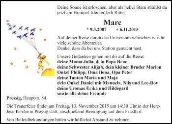 Traueranzeige von Marc  von Neue Presse Coburg