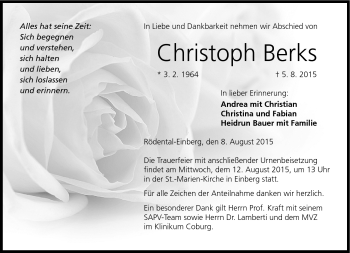 Traueranzeige von Christoph Berks von Neue Presse Coburg