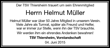 Traueranzeige von Helmut Müller von Frankenpost