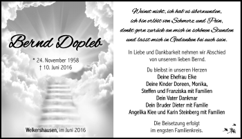 Traueranzeige von Bernd Dopleb von Südthüringer Presse