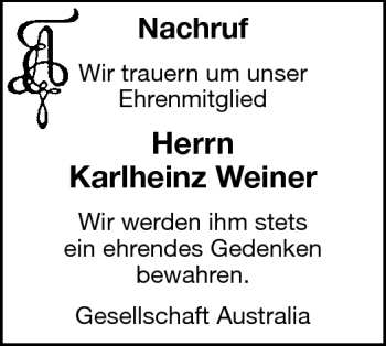 Traueranzeige von Karl-Heinz Weiner von Frankenpost