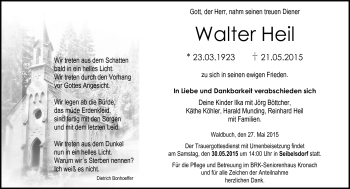 Traueranzeige von Walter Heil von Neue Presse Coburg
