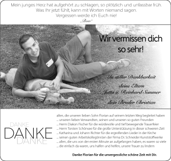 Traueranzeige von Florian Sommer von Neue Presse Coburg