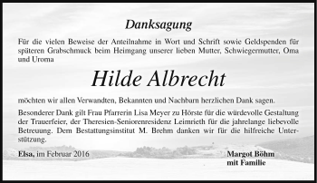 Traueranzeige von Hilde Albrecht von Neue Presse Coburg