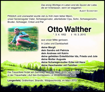 Traueranzeige von Otto Walther von Südthüringer Presse
