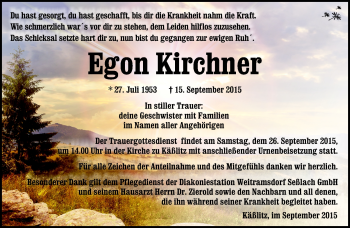 Traueranzeige von Egon Kirchner von Südthüringer Presse