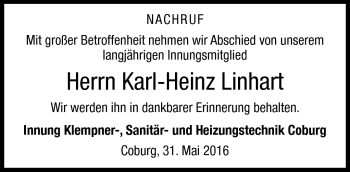 Traueranzeige von Karl-Heinz Linhart von Neue Presse Coburg