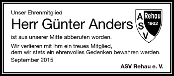 Traueranzeige von Günter Anders von Frankenpost