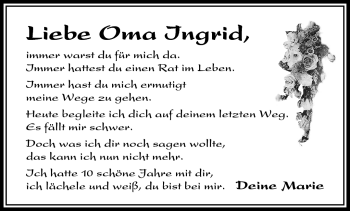 Traueranzeige von Ingrid Schönheit von Neue Presse Coburg