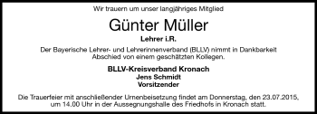 Traueranzeige von Günter Müller von Neue Presse Coburg