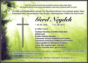 Traueranzeige von gerd Neydek von Südthüringer Presse