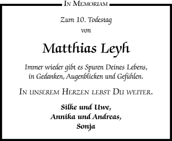 Traueranzeige von Matthias Leyh von Neue Presse Coburg