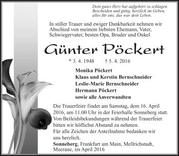 Traueranzeige von Günter Pockert von Südthüringer Presse