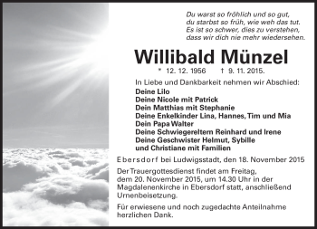 Traueranzeige von Willibald Münzel von Neue Presse Coburg