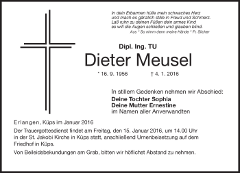 Traueranzeige von Dieter Meusel von Neue Presse Coburg