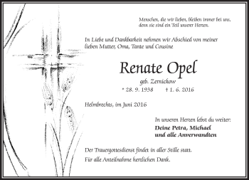 Traueranzeige von Renate Opel von Frankenpost