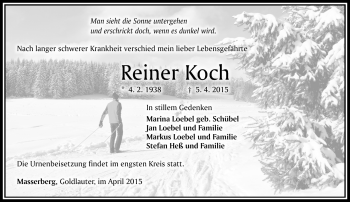 Traueranzeige von Reiner Koch von Südthüringer Presse