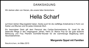 Traueranzeige von Hella Scharf von Neue Presse Coburg