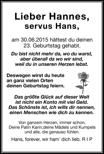 Traueranzeige von Hannes  von Frankenpost