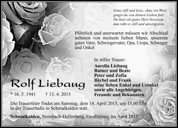 Traueranzeige von Rolf Liebaug von Südthüringer Presse