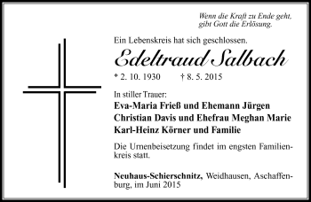 Traueranzeige von Salbach Edeltraud von Südthüringer Presse