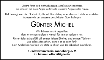 Traueranzeige von Günter Michel von Südthüringer Presse