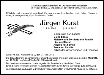 Traueranzeige von Jürgen Kurat von Neue Presse Coburg