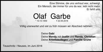 Traueranzeige von Olaf Garbe von Neue Presse Coburg