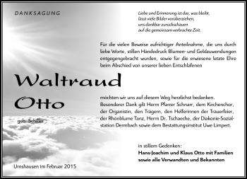 Traueranzeige von Waltraud Otto von Südthüringer Presse