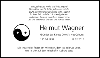 Traueranzeige von Helmut Wagner von Neue Presse Coburg