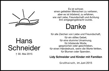 Traueranzeige von Hans Schneider von Neue Presse Coburg