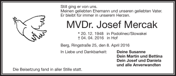Traueranzeige von Josef Mercak von Frankenpost