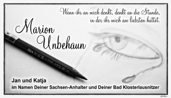 Traueranzeige von Marion Unbehaun von Südthüringer Presse