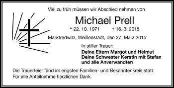Traueranzeige von Michael Prell von Frankenpost