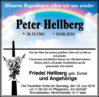 Traueranzeige von Peter Hellberg von Südthüringer Presse