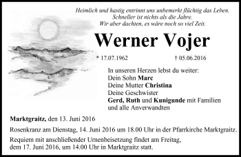 Traueranzeige von Werner Vojer von Neue Presse Coburg